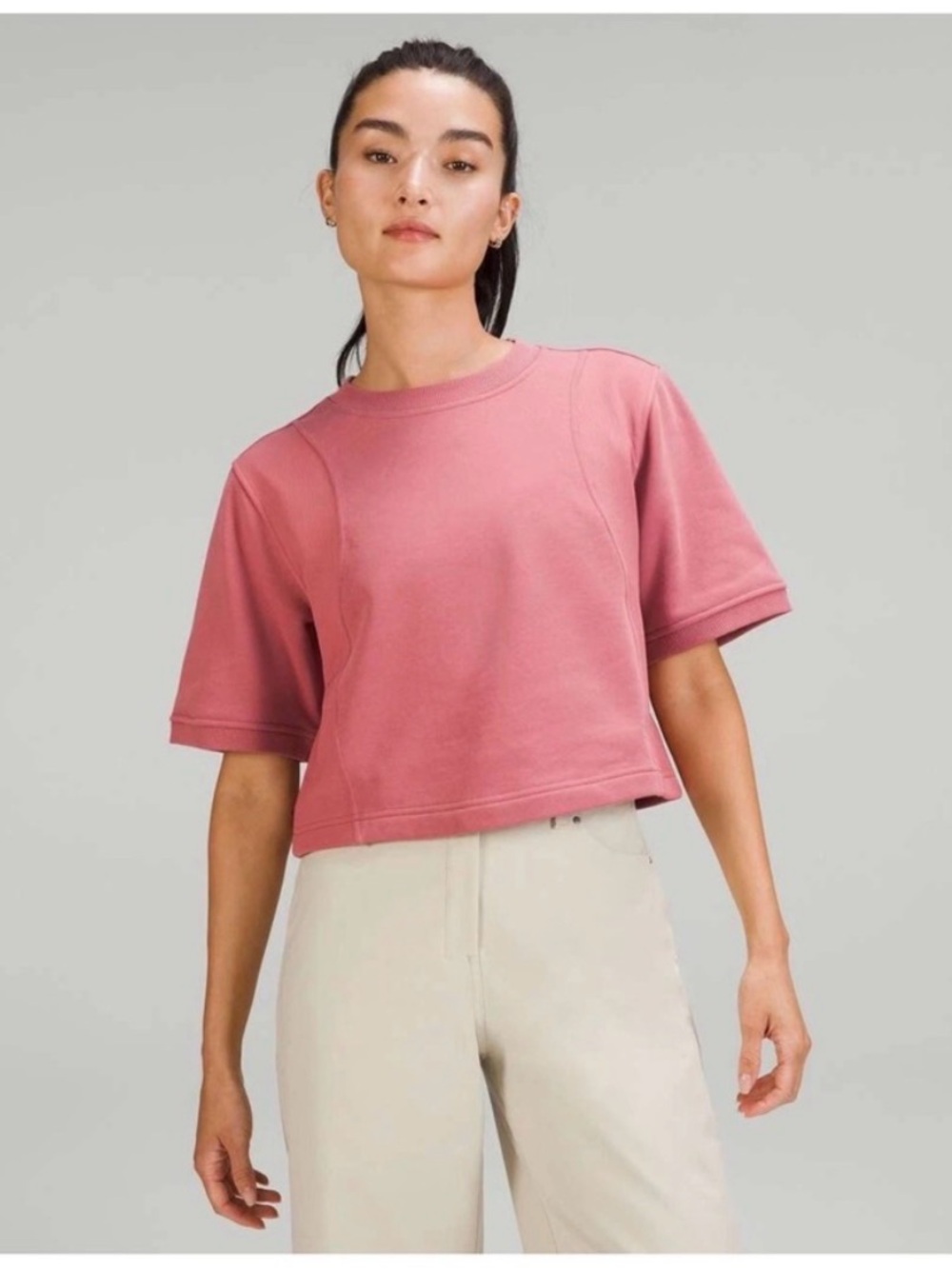 lululemon athletica Cotton French terry + swift tee in brier rose - size 8 - EUC
